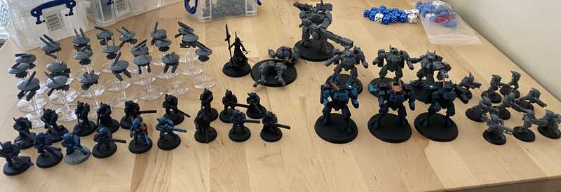 Unpainted, mostly assembled T'au army