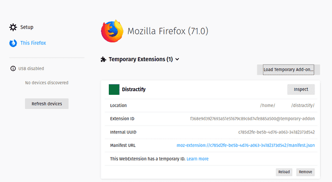 Our new add-on loaded in Firefox