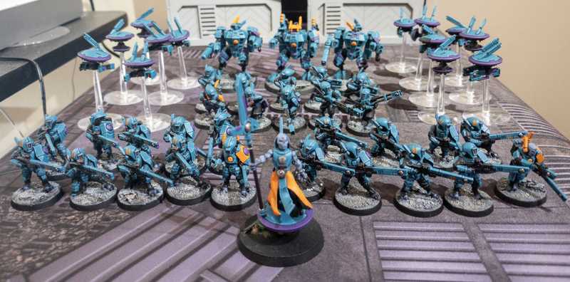 About half of my Tau force painted